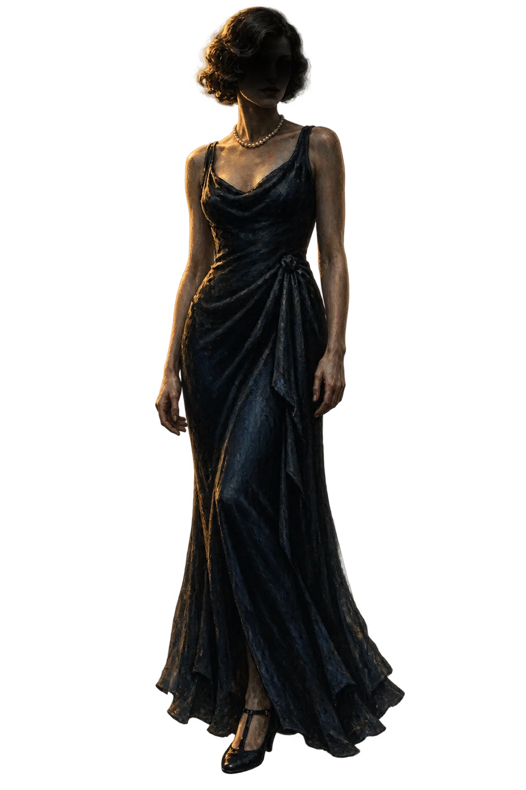 Vera Lane, a singer in a black gown